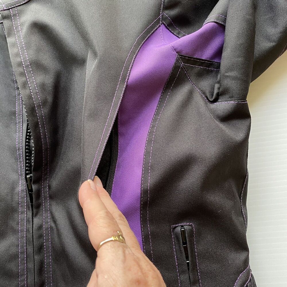Zony Jacket Womens Medium Black/Purple Moto Coat Fitted Removable Lining - Picture 7 of 14
